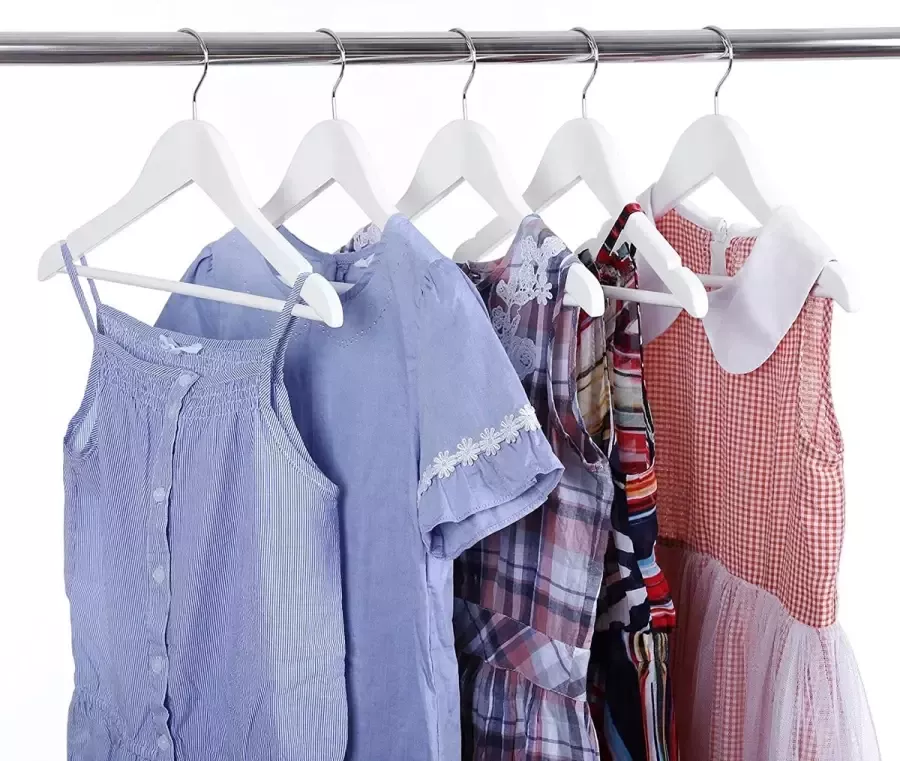 ZaZa Home & Office ZAZA Home kinderkledinghanger van massief hout 10 stuks 360° draaibare haak wit