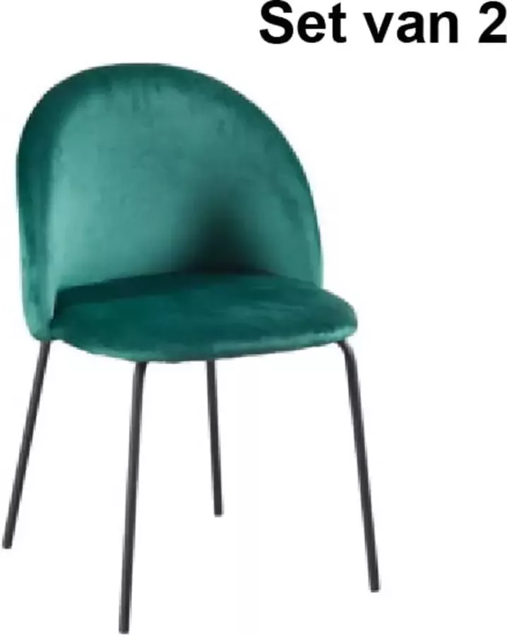 ZaZa Home & Office ZAZA Home Sam fluwelen eetkamerstoelen Groen Set van 2