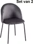 ZaZa Home & Office Zaza Home Sam Fluwelen Eetkamerstoelen Set Van 2 Grijs - Thumbnail 2