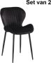 ZaZa Home & Office ZAZA Home Jay fluwelen eetkamerstoelen zwart set van 2 - Thumbnail 1