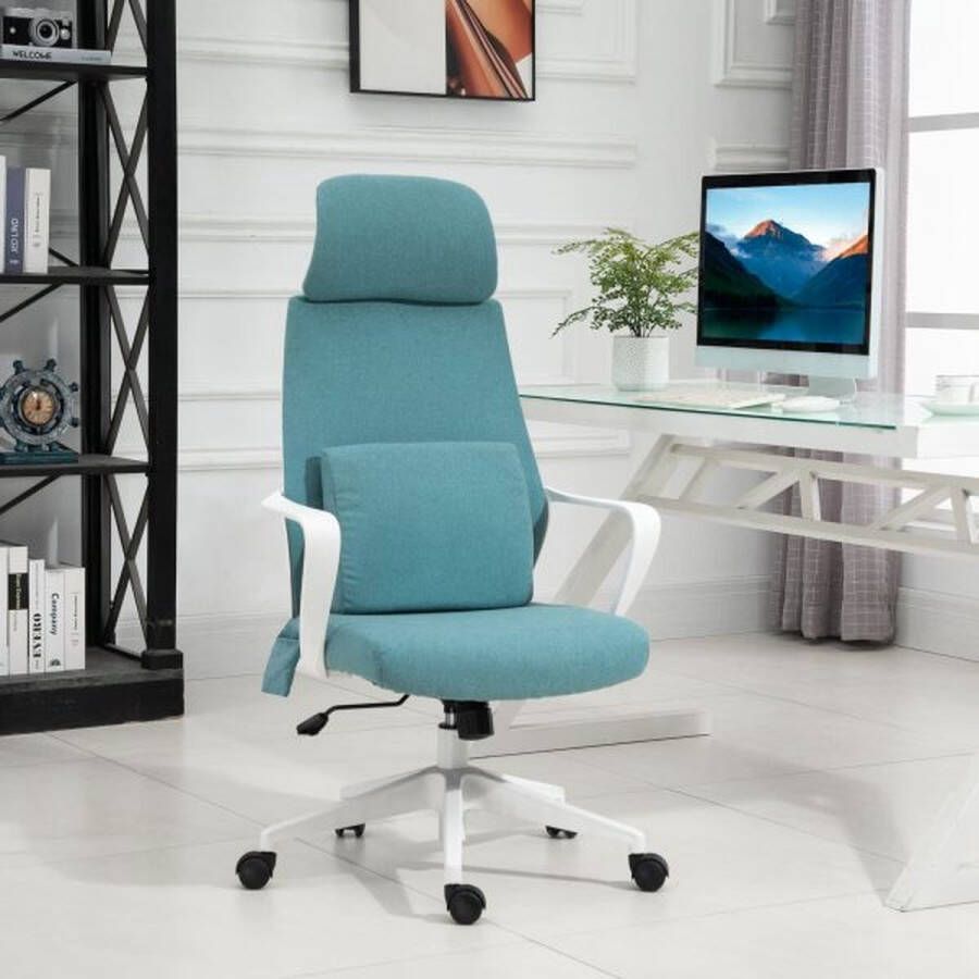 ZAZA Home Ergonomische bureaustoel Chief Armchair-hoogte verstelbaar met massagefunctie gamingstoel nylon blauw 62 x 60 x 114-122 cm
