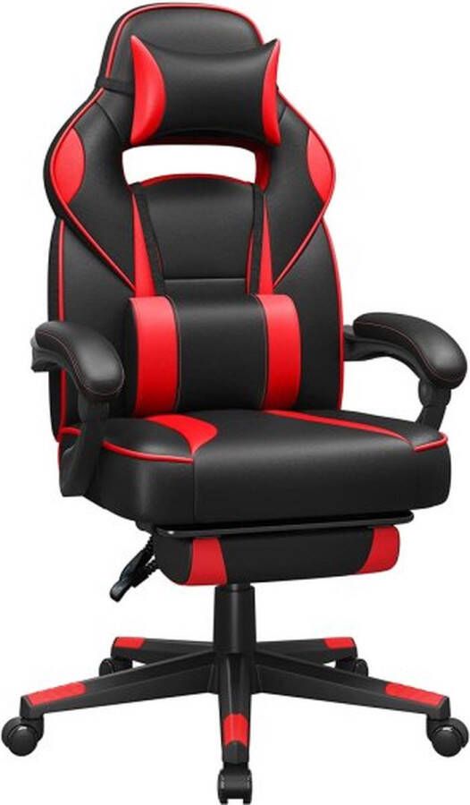 ZAZA Home Gamingstoel –Bureaustoel –Gamestoel – Gaming Chair –Gaming Stoel Met Voetensteun -Zwart Rood