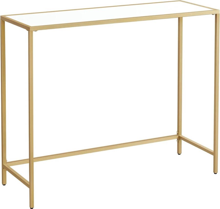 ZAZA Home Goudkleurig-Witte Moderne Consoletafel Met Verstelbare Poten 35 X 100 X 80 Cm Perfect Voor Woonkamer Of Hal