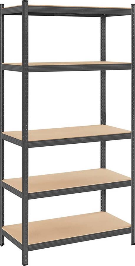 ZAZA Home Heavy Duty Staal Rek Geen Gereedschap Nodig 600 Kg Belastbaar 50 X 100 X 200 Cm Ideaal Voor Garage Kelder Opslagruimte Gereedschap Fitnessapparaat Grijs