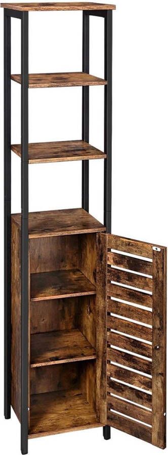 ZAZA Home hoge kast smalle keukenplank met 3 planken en kast boekenplank hoge zijkast industrieel design woonkamer slaapkamer gang 37 x 30 x 167 cm vintage LSC37BX