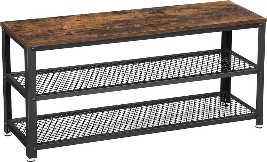 ZAZA Home Industrieel Design Schoenenrek 2 Planken 30X100X45 Cm Vintage Bruin-Zwart Perfect Voor Entree Hal Of Woonkamer