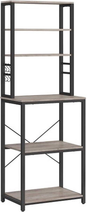 ZAZA Home Industrieel Keukenrek Met 6 Planken En 6 Hakken 40X60X167Cm Grijs En Zwart - Foto 1