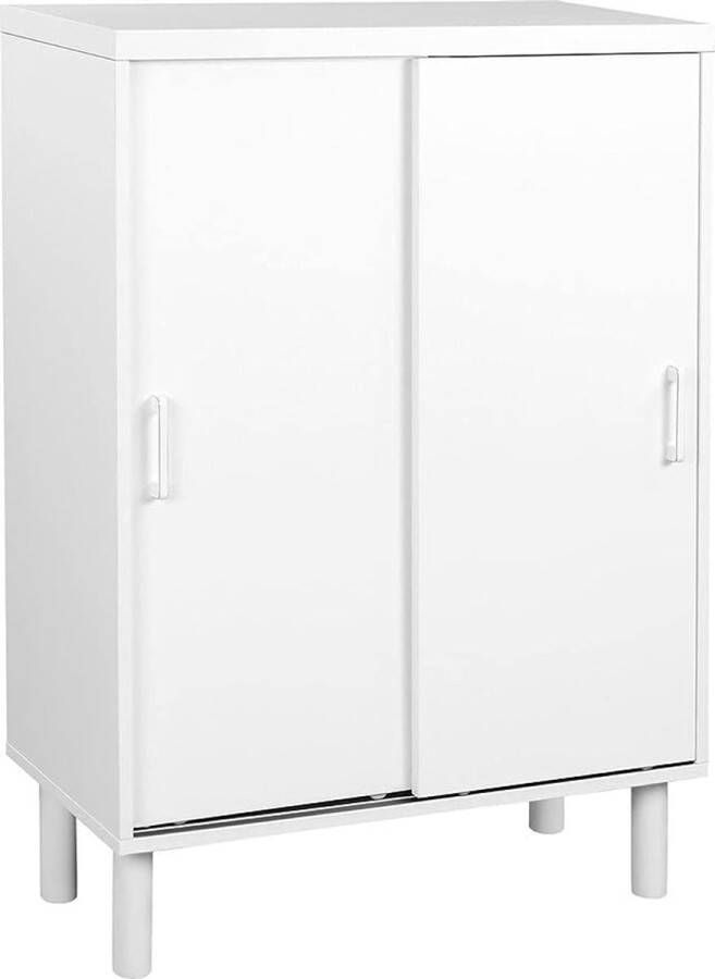 ZAZA Home Industrieel Schoenenkast Opberg- Kledingkast -Metaal Hout Wit 4 opbergvakken