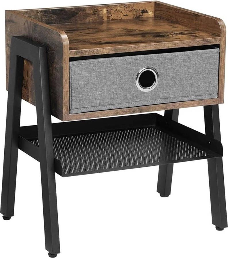 ZaZa Home & Office ZAZA Home Industriële Nachtkastje Rustiek Bruin Bijzettafel Nachtkastjes 55 x 35 x 55 cm - Foto 2