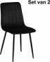 ZaZa Home & Office Zaza Home Jayden Fluwelen Eetkamerstoelen Set Van 2 Zwart - Thumbnail 2