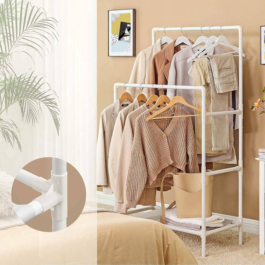 ZaZa Home & Office ZAZA Home kledingrek kapstok van wit metaal