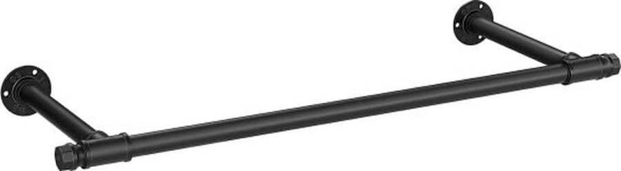 ZAZA Home Kledingstang voor aan de Muur Industrieel Design Ruimtebesparend 60 kg Belastbaarheid Eenvoudige Montage Zwart