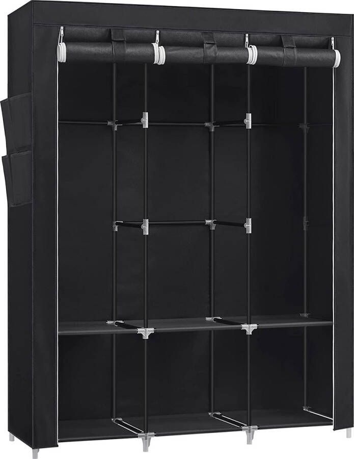 ZAZA Home SONGMICS Linnenkast garderobe 45 x 130 x 167 cm 3 hangvakken met 4 zijvakken veel ruimte voor slaapkamer woonkamer zwart RYG092B02