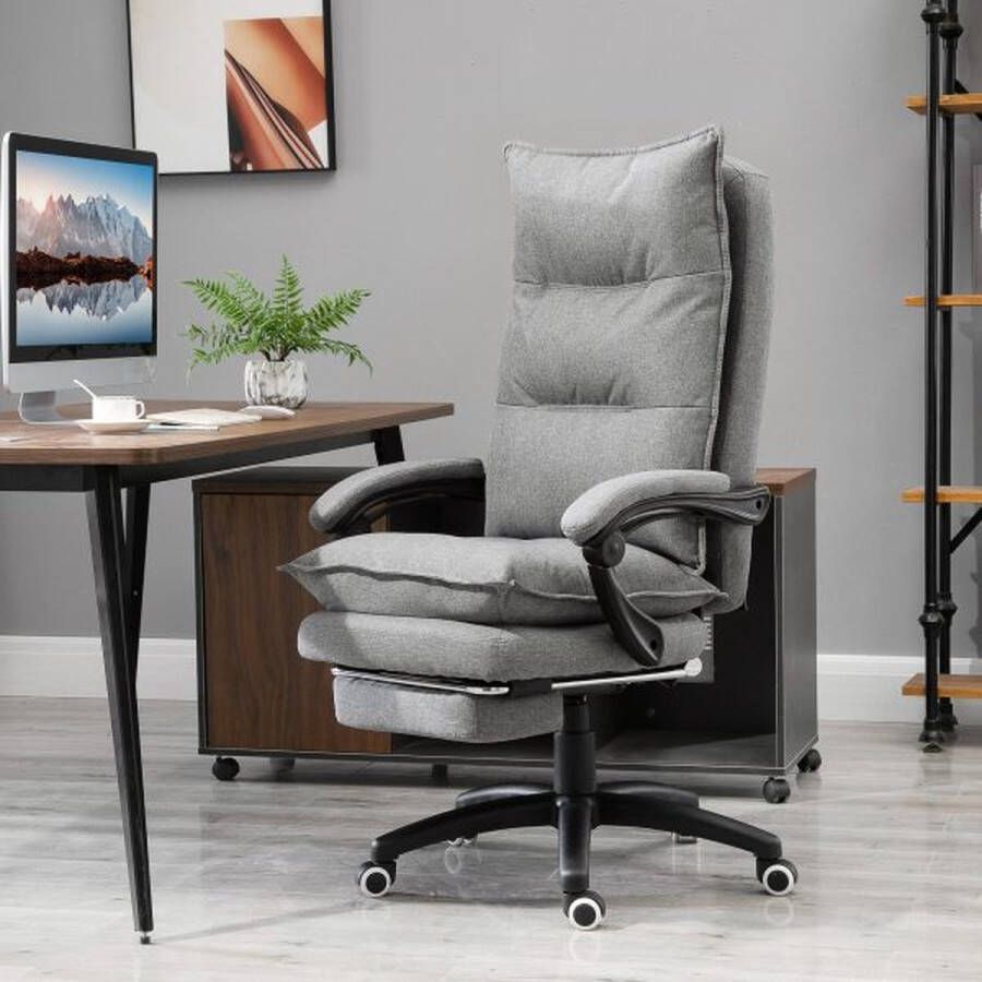 ZAZA Home Massagestoel roterende stoel gaming stoel bureaustoel ergonomische bureau stoel hoogte verstelbaar nylon grijs 70 x 62 x 120-130 cm