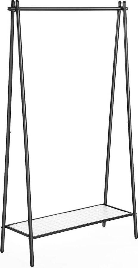 ZAZA Home Mat Zwart Kledingrek met IJzeren Structuur 92 5 x 33 5 x 153 cm Onderste Plank Opknoping Rail Eenvoudige Look Perfect voor Slaapkamer Ingang Zolder Kelder