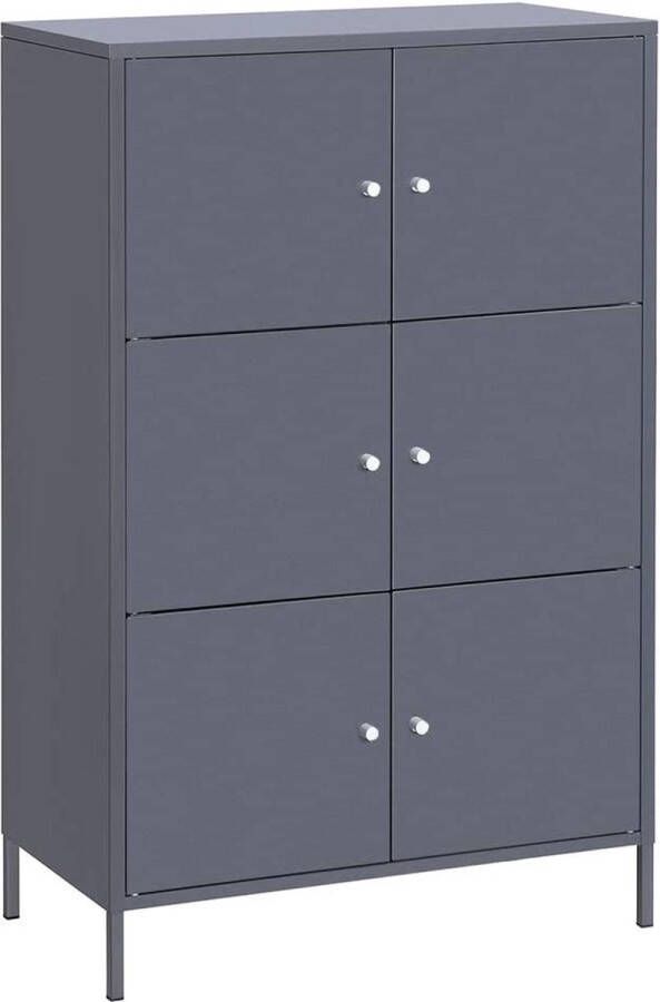 ZAZA Home Metalen Kast Met 3 Planken Archiefkast Met Dubbele Deuren Kantoorkast Gereedschapskast Voor Garage Werkplaats 65 X 36 X 105 2 Cm Belastbaar Met 15 Kg Per Niveau Grijs