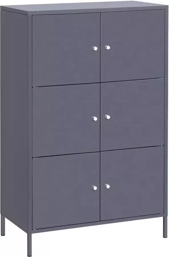 ZAZA Home Metalen kast met 3 planken archiefkast met dubbele deuren kantoorkast gereedschapskast voor garage werkplaats 65 x 36 x 105 2 cm belastbaar met 15 kg per niveau grijs