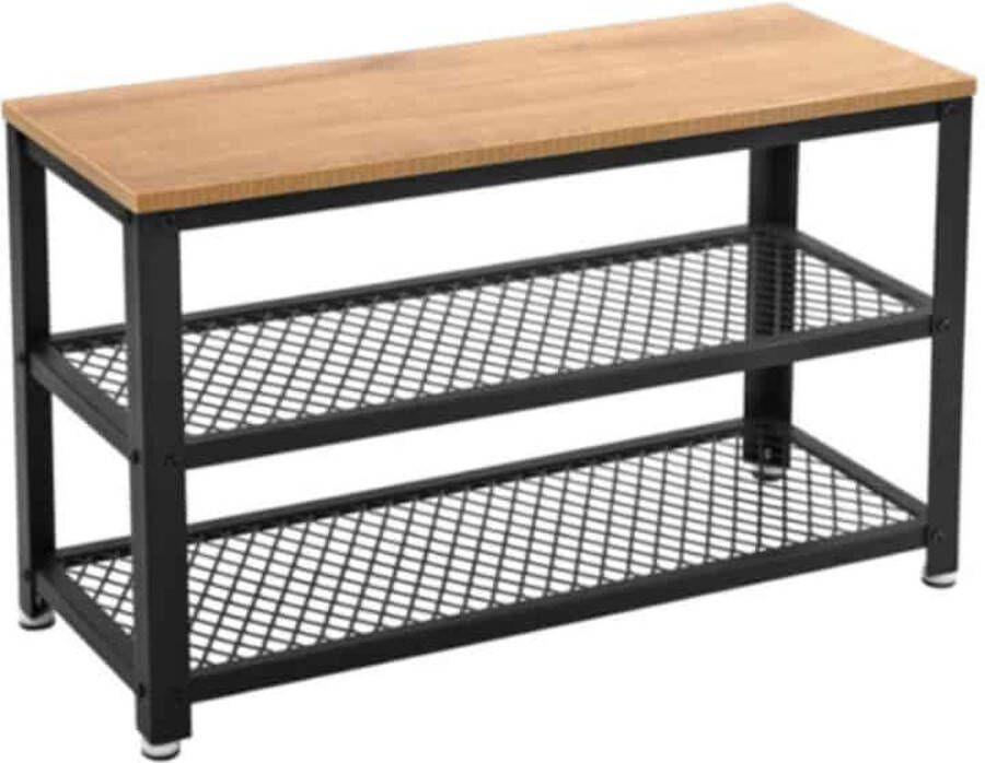 ZAZA Home Metalen schoenenrek met 2 planken en bank