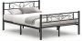 Zaza Home % Office Metalen bedframe met dubbele bedframe geschikt voor matras 140 x 190 cm voor kinderen geen doosveer vereist gemakkelijke montage voor kleine ruimtes zwart - Thumbnail 1