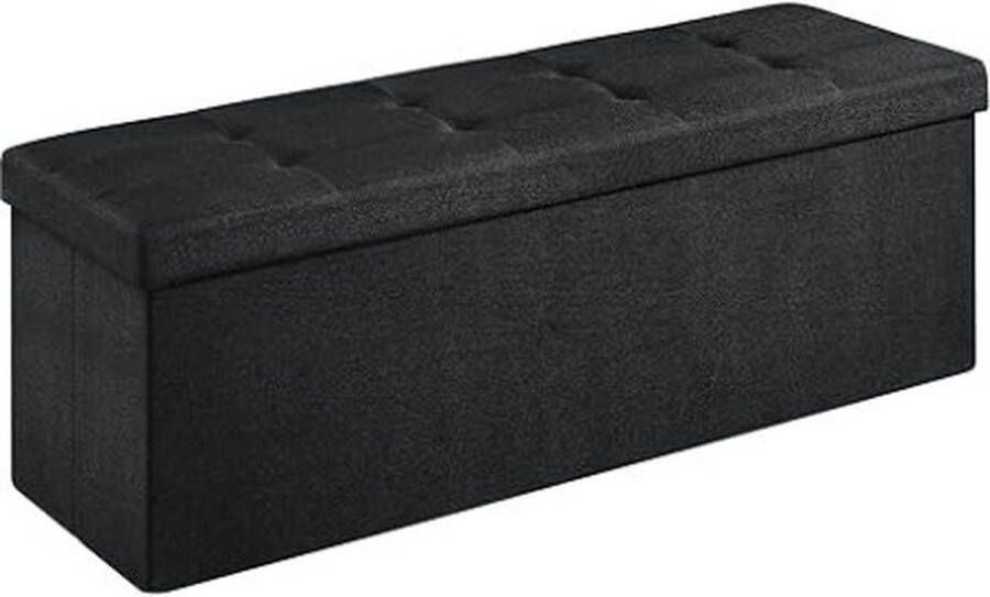 ZAZA Home Opvouwbare opbergdoos max.Statisch laadcapaciteit van 300 kg met scheidingssectie 120 L 110 x 38 x 38 cm Simil Linen Black LSF077B01