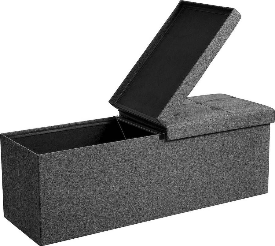 ZAZA Home Vouwbank stoelbox 120 l Half deksel zijde vouwbare max.Statisch laadvermogen 300 kg donkergrijs 110 x 38 x 38 cm