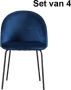 ZaZa Home & Office Zaza Home Sam Fluwelen Eetkamerstoelen Blauw Set Van 4 - Thumbnail 2