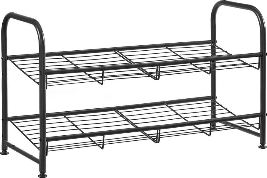 ZAZA Home Schoenenrek Met 2 Legplanken Stapelbare Schoenenopberger Voor Maximaal 8 Paar Schoenen Van Staal 68 5 X 27 5 X 37 Cm Voor Hoge Hakken Sportschoenen Slippers Zwart
