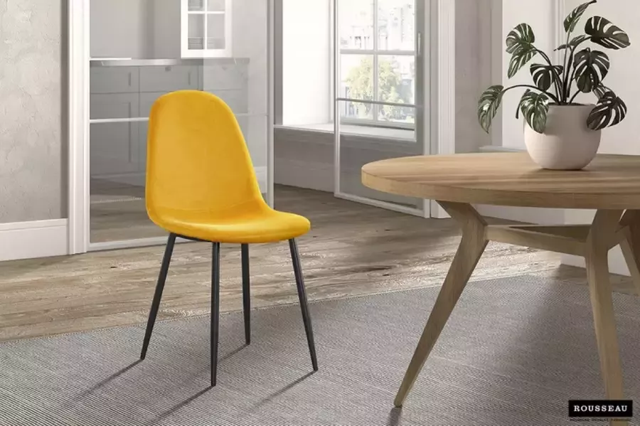 ZAZA Home Set Van 2 Stoel 'Boy' Velours Geel Zwarte Poten - Foto 2