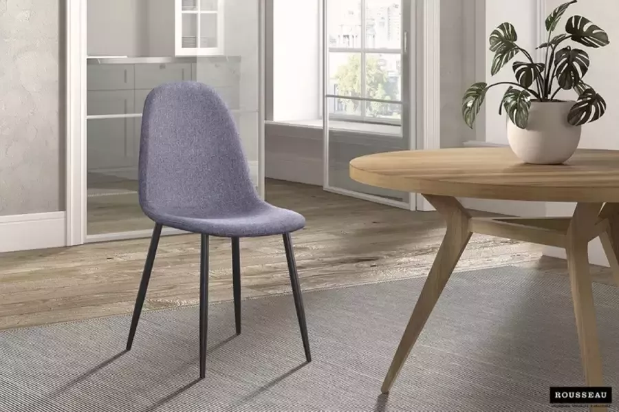 ZAZA Home Set van 4 Stoel 'Boy' Stof Grijs Zwarte poten - Foto 2