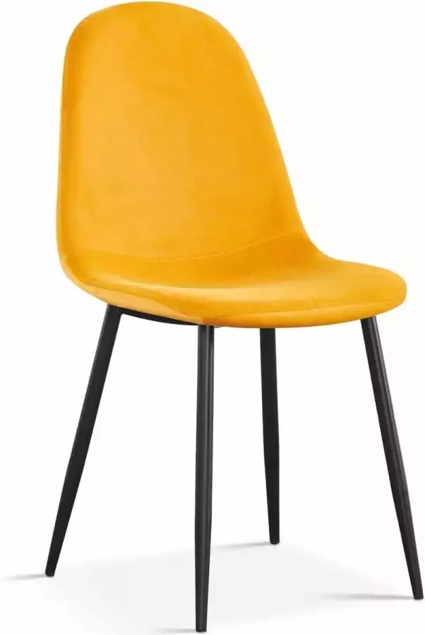ZAZA Home Set van 4 Stoel 'Boy' Velours Geel Zwarte poten