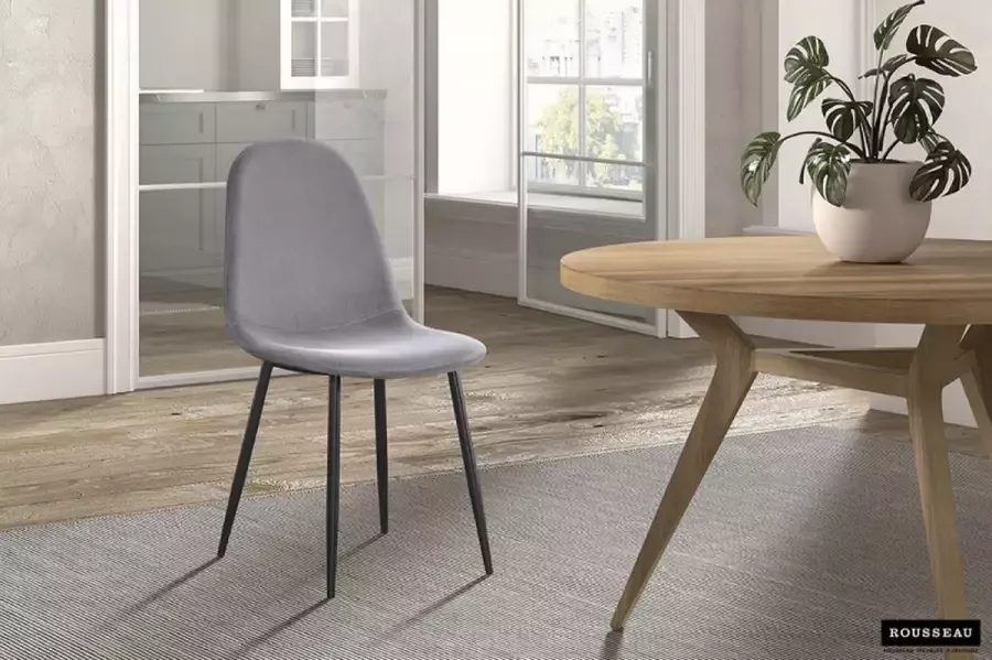 ZAZA Home Set van 4 Stoel 'Boy' Velours Grijs Zwarte potenSE - Foto 2