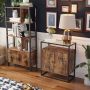 ZaZa Home & Office ZAZA Home Sideboard bijzetkast dressoir keukenkast met glazen oppervlak woonkamer hal kantoor stabiel stalen frame gehard glas industrieel design vintage bruin-zwart LSC013B01 - Thumbnail 1