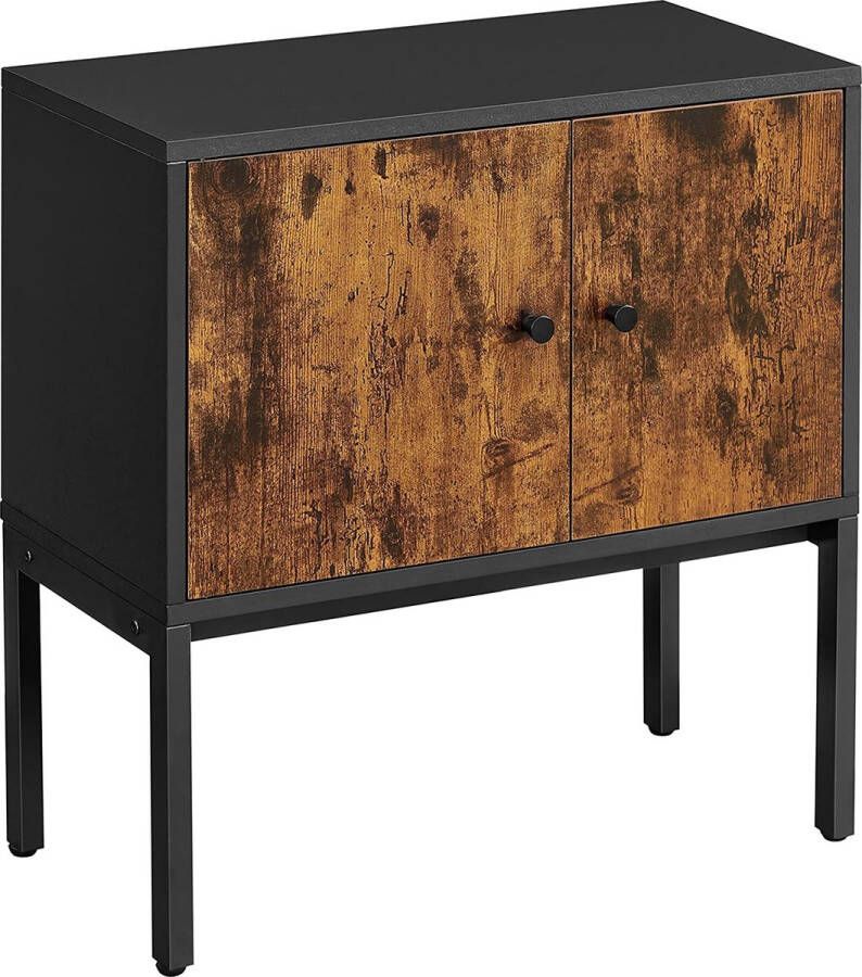 ZAZA Home Sideboard Keukenkast Met Deuren Opbergkast Metalen Frame 60 X 30 X 60 Cm İndustrieel Design Vintage Bruin-Zwart