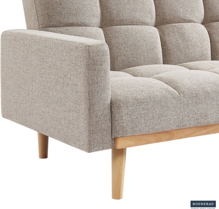 ZAZA Home Slaapbank Adana Beige voor 3 personen Eucalyptushouten frame koudschuim matras