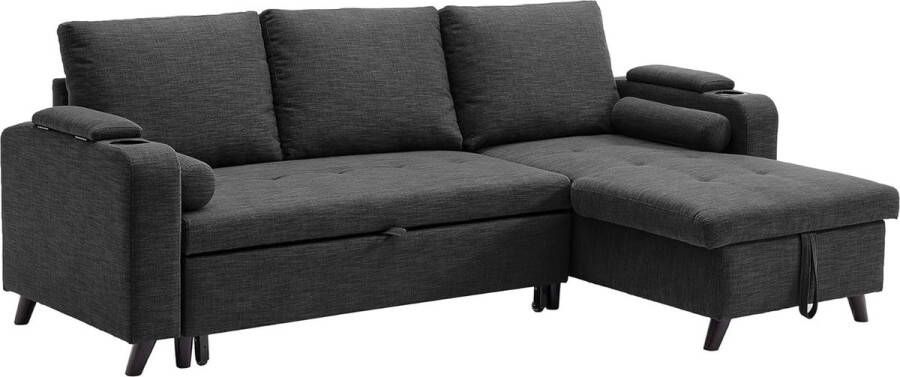 ZAZA Home Slaapbank Bedbank met opbergruimte gestoffeerde meubels grijs