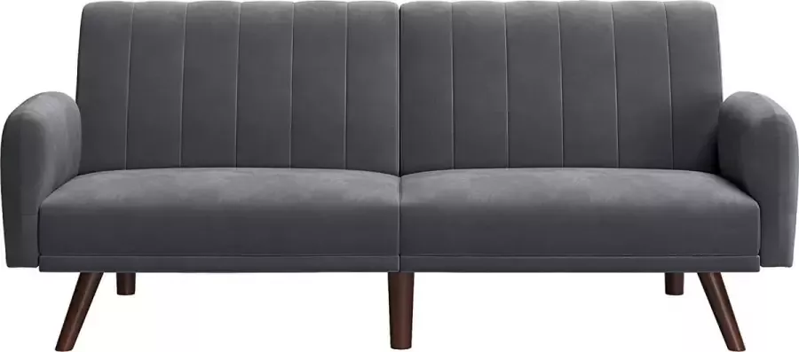 ZAZA Home Slaapbank Bedbank Overtrek Van Fluweel Poten Van Massief Hout 195 X 88 X 78 Cm İnklapbaar Uitklapbank Voor Slaapzaal Kleine Ruimtes Grijs