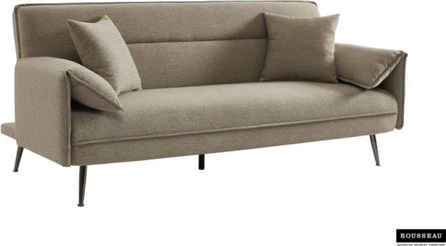 ZAZA Home Slaapbank Sivas Beige voor 3 personen Eucalyptushouten frame koudschuim matras