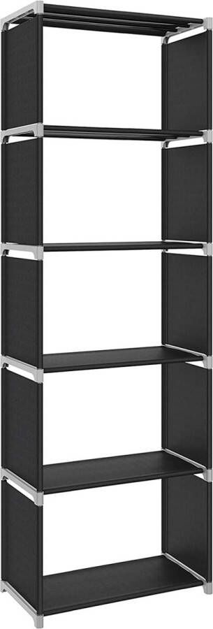 ZAZA Home SONGMICS Schoenenrek 10 niveaus open schoenenkast schoenenopslag smal 45 x 28 x 173 cm metalen frame planken van vliesstof voor hal slaapkamer zwart LSH010B02