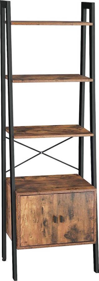 ZAZA Home Stabiel Ijzeren Frame Staande Kast 4 Planken 56 X 34 X 173 Cm Vintage Industrieel Design Perfect Voor Woonkamer Slaapkamer Of Kantoor Donkerbruin