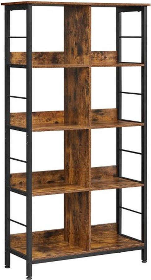 ZAZA Home VASAGLE stellingkast boekenkast kantoorplank met 8 vakken decoratieve plank open industrieel design