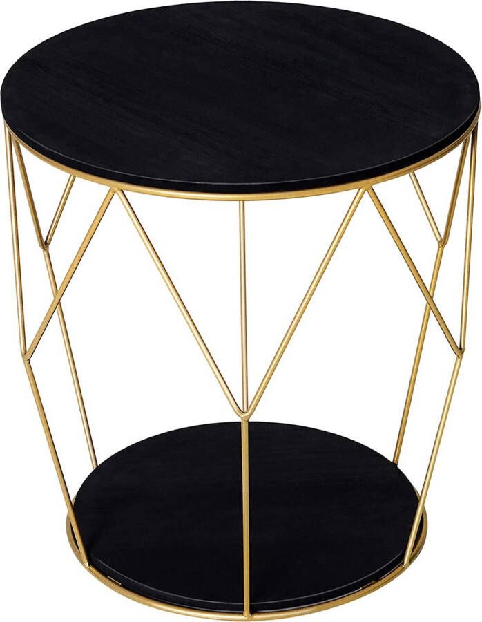 ZAZA Home Stijlvolle meubelset: Bijzettafel met opbergruimte salontafel en nachtkastje in goud en zwart