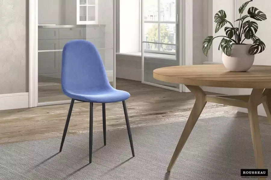 ZAZA Home Stoel 'Boy' Velours Blauw Zwarte poten - Foto 2