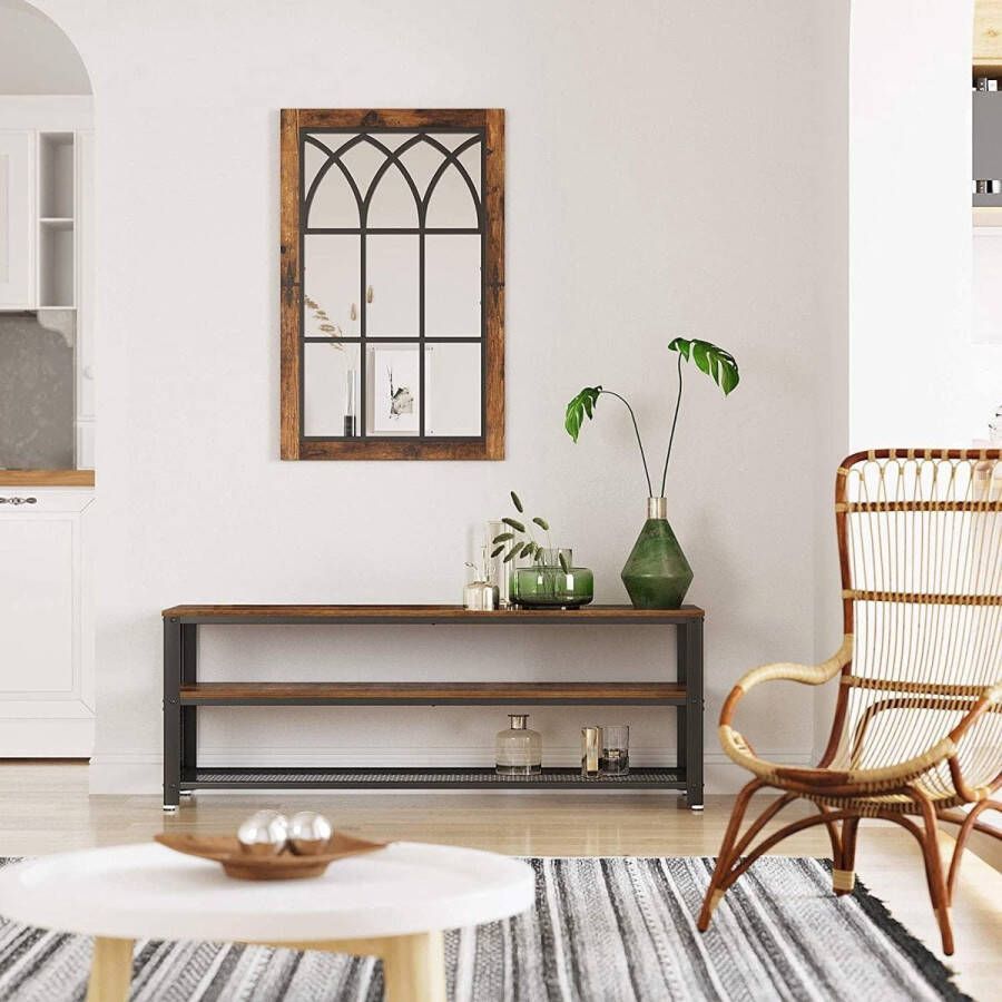 ZAZA Home TV-tafel voor TV tot 60 inch grote TV-kast console salontafel met metalen frame slaapkamer woonkamer vintage bruin-zwart LTV50BX