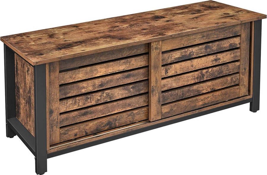 ZAZA Home Tv-Tafel Voor Tv'S Tot 48 İnch Tv-Meubel İn İndustriële Uitvoering Lowboard Met Schuifdeuren En 2 Legplanken Woonkamer Gang 110 X 40 X 45 Cm Vintage Donkerbruin