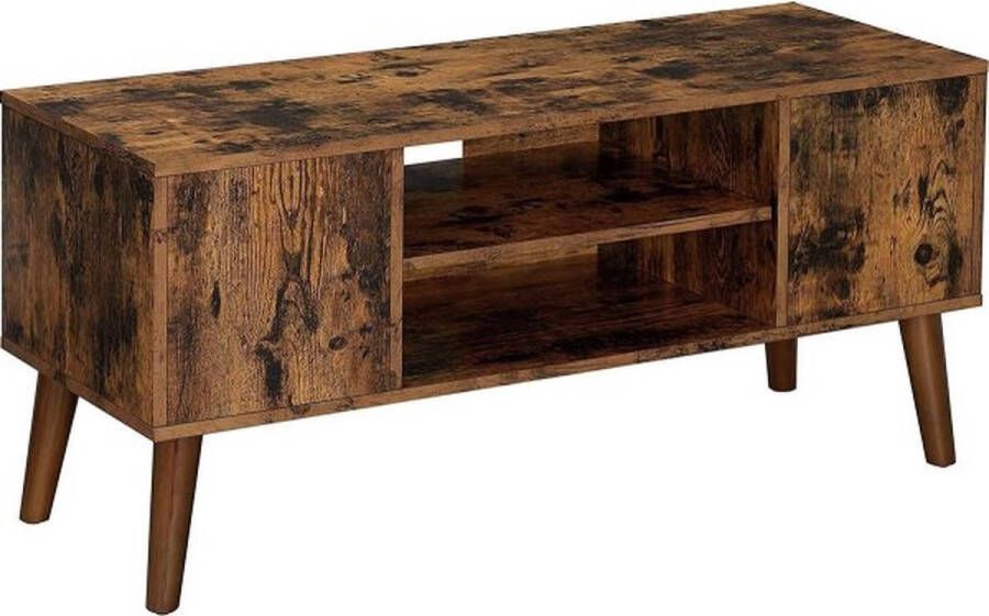 ZAZA Home VASAGLE retro lowboard tv-plank tv-tafel tv-meubel in de jaren 50 60 look retro meubelen voor je flatscreen gameconsoles woonkamer kantoor houtlook LTV08BX