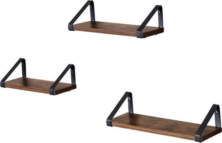 ZAZA Home Wandplank İn İndustrieel Ontwerp Zwevende Plank Set Van 3 Wandmontage 44 2 X 15 6 X 8 2 Cm Stabiele Plank Voor Presentatie Voor Woonkamer Badkamer Keuken Vintage