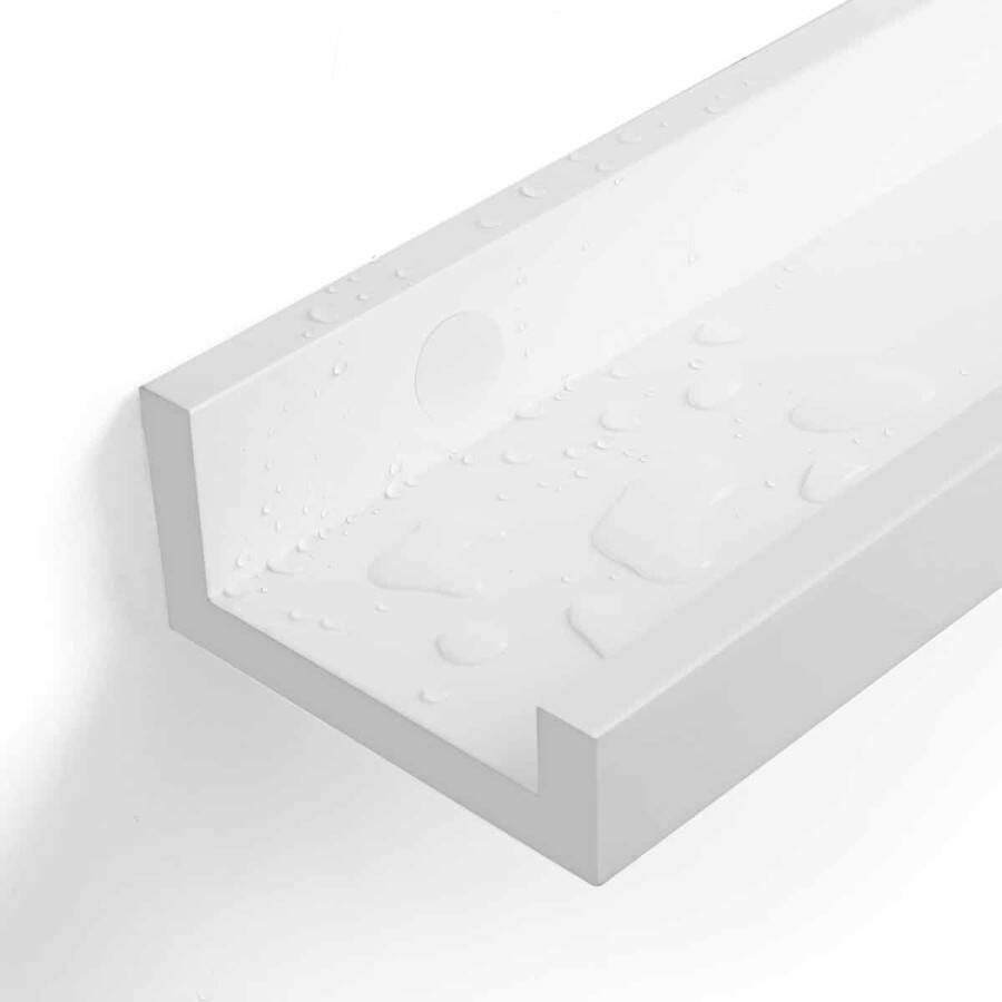 ZAZA Home SONGMICS wandplank set van 2 zwevende planken met hoogglans afwerking 60 x 10 cm wandbord voor fotolijsten en boeken eenvoudige montage MDF wit LWS60WT - Foto 2