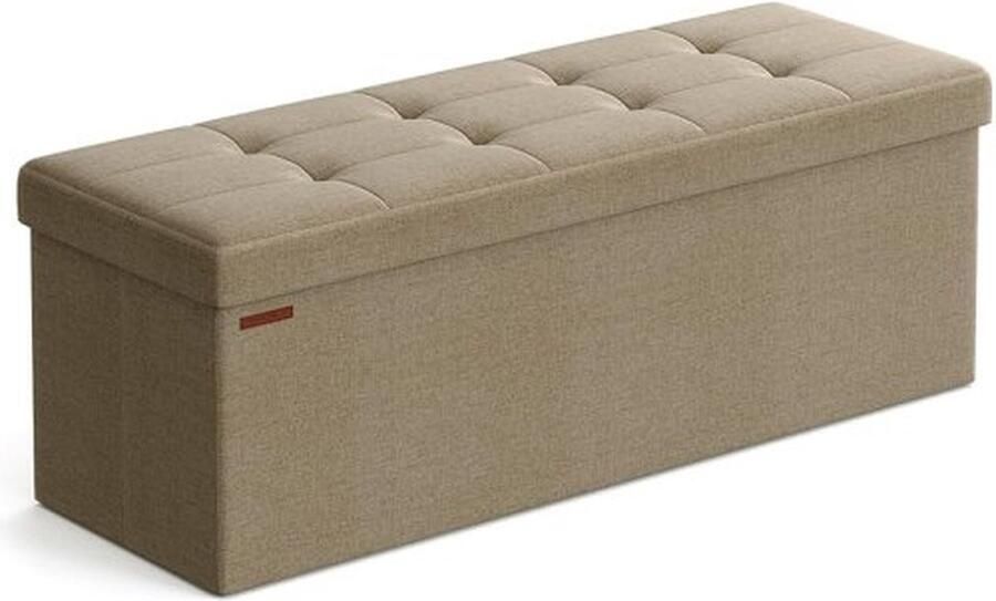 ZAZA Home 110 cm bankje met opbergruimte vouwstoel opbergdoos voetenbank licht taupe