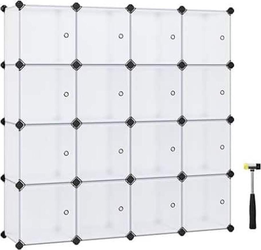 ZAZA Home 15 Cube Dıy Shelving System Kunststof Kast Met Deuren İn Modieuze Witte Stal En Eenvoudig Te Monteren Grendelloze Rekken