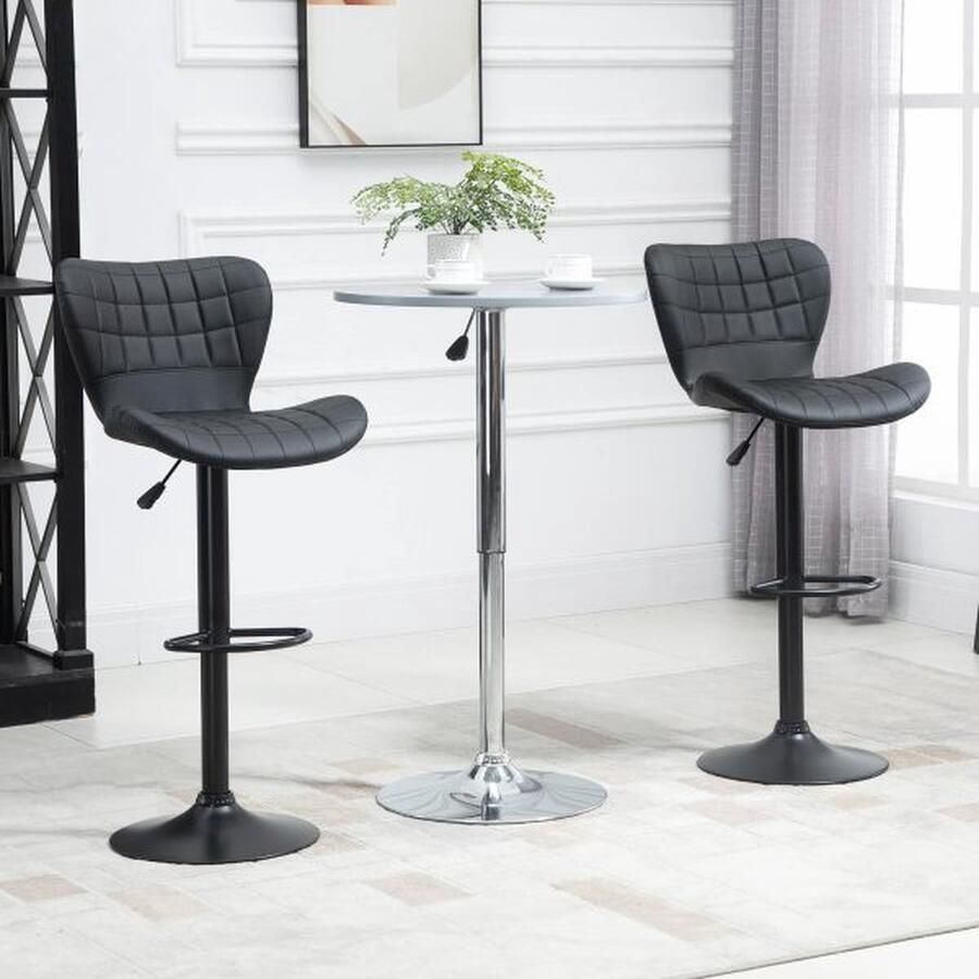 ZAZA Home 2 Set Bar Stool Bar Stoel Bar Stoel Bar Stool Bistrohocker Keukenkruk Swivel stoel met rugleuning voor keuken eetkamer PU Cover Black